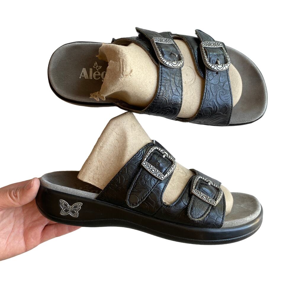Alegria Jade Cowgirl Tar Sandal JAD-871 Double Strap Slip On Black Wmn 37 US 7